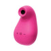 Compact pink rechargeable handheld sonic vibe with ergonomic design and control buttons on front.