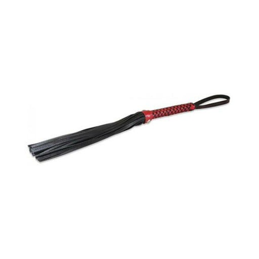 Sultra 16" Lambskin Flogger Classic Weave Grip - Black W/red Woven Handle - SexToy.com