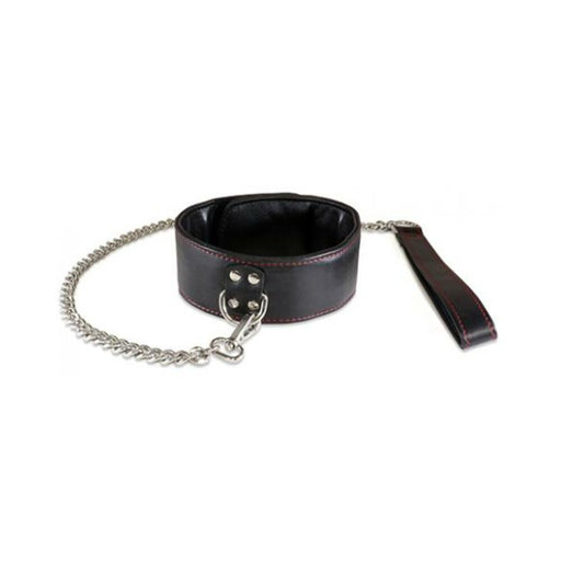 Sultra Lambskin 2 inches Collar With 24 inches Chain Black - SexToy.com