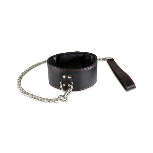 Sultra Lambskin 2.5 inches Collar With 24 inches Chain Black - SexToy.com