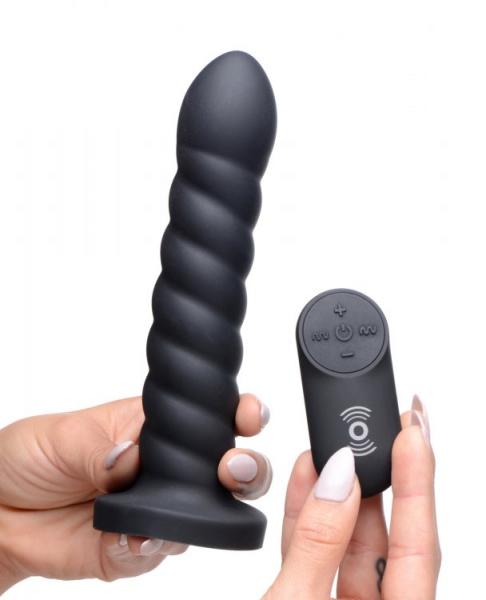 Supple Swirl 21X Remote Control Silicone Dildo Black | SexToy.com
