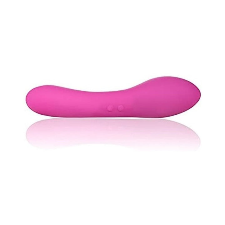 Sleek pink Swan Massage Wand with dual motors and two control buttons on smooth silicone surface.