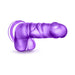 Purple realistic dong with suction cup base and textured design for versatile solo or partner play.