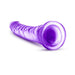 Purple translucent realistic dildo with textured shaft and suction cup base on white background.