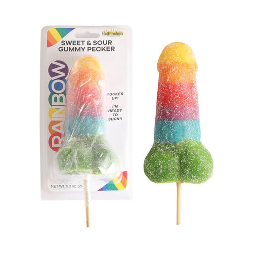 Sweet & Sour Jumbo Rainbow Gummy Cock Pop | SexToy.com