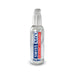 Clear 2 fl oz Swiss Navy silicone lubricant bottle with lockable pump dispenser and blue and red label.