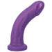 Curved amethyst purple dildo with subtle veins and a wide base, made from super soft silicone.
