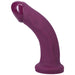 Currant-colored semi-realistic curved dildo with a smooth texture and wide base for secure fit.