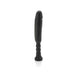 Black ergonomic silicone adult toy with muscled shaft and comfortable grip handle, standing upright on white background.
