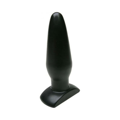 Black tapered silicone plug with a wide, curved base for comfortable and secure use.