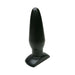 Black tapered silicone plug with a wide, curved base for comfortable and secure use.