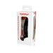 Tantus Compact black silicone starter dildo in white packaging with clear window and red branding.