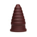 Oxblood red firm silicone cone-shaped toy with progressive ripple texture and wide base.