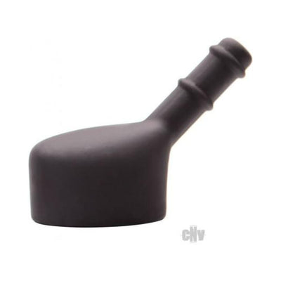 Black silicone convertible head attachment for Tantus Rumble vibrator with ergonomic angled design.
