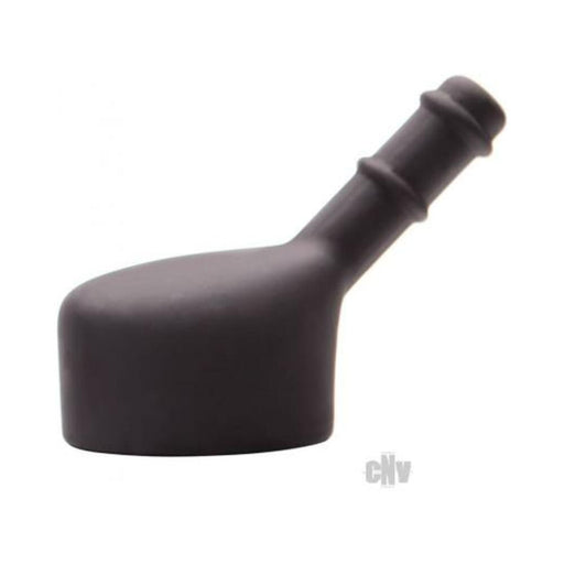 Black silicone convertible head attachment for Tantus Rumble vibrator with ergonomic angled design.