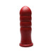 Large red silicone toy with a ribbed, wave-like texture and a flared base for stability.
