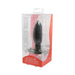 Tantus Neo black silicone plug in clear and red retail packaging, designed for beginner anal play.