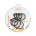 Tantus Silicone O-Ring Kit with six black rings in various sizes in clear round packaging with colorful accents.