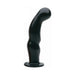 Black curved prostate massager with ergonomic shape and flared base for secure grip and targeted stimulation.