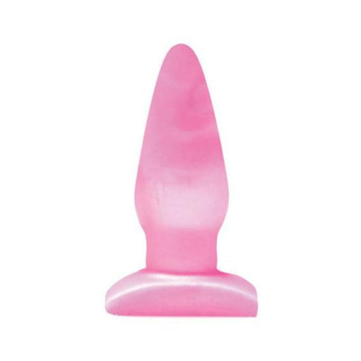 Pink Tantus Ringo anal plug made of smooth, medical-grade silicone with a tapered shape and flared base.