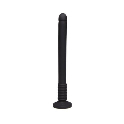 Black flexible exploration toy with rounded tip and ribbed base for secure grip, designed for deep and precise use.