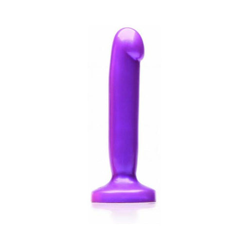 Purple silicone beginner-friendly toy with smooth finish and flared base, designed for comfortable and safe use.