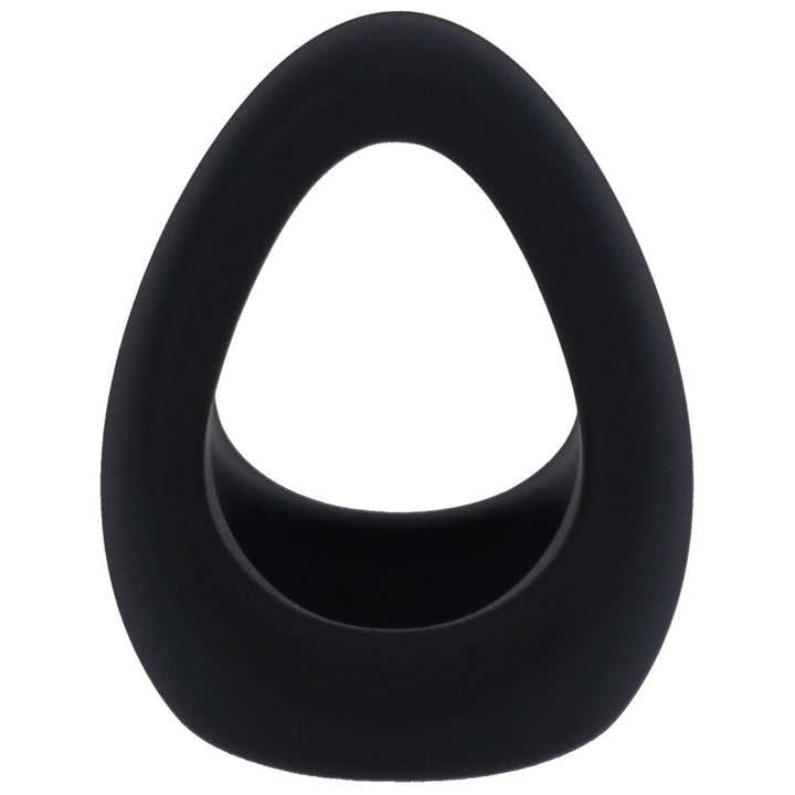 Black silicone Stirrup C-ring with a triangular shape and a smooth, matte finish.