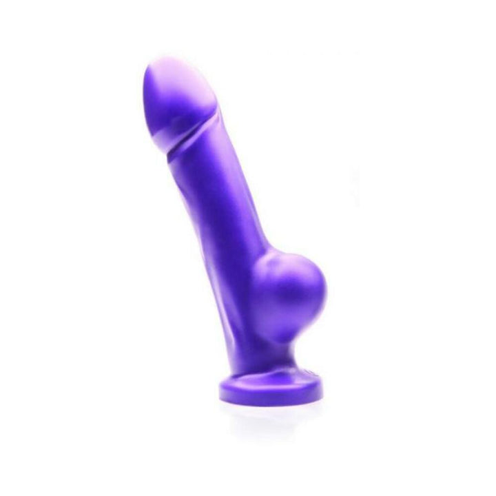 Midnight purple super soft silicone dildo with realistic shape and sturdy base, designed for versatile use.