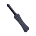 Black silicone dual-tongue impact toy with textured handle for versatile use and precise control.