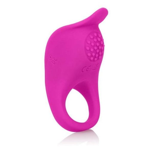 Pink silicone rechargeable enhancer ring with textured surface and flexible design for comfort and stimulation.