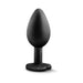 Small black silicone tapered anal plug with a flat base designed for comfortable and secure wear.