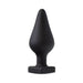Black silicone tapered butt plug with a heart-shaped base and smooth matte finish.