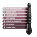 Black Temptasia Lazarus thrusting dildo with ribbed shaft and ergonomic handle, highlighting silicone, waterproof, and G-spot vibration features.