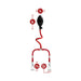 Temptasia nipple squeeze pump system with black bulb, red tubing, and clear acrylic cylinders with size measurements.