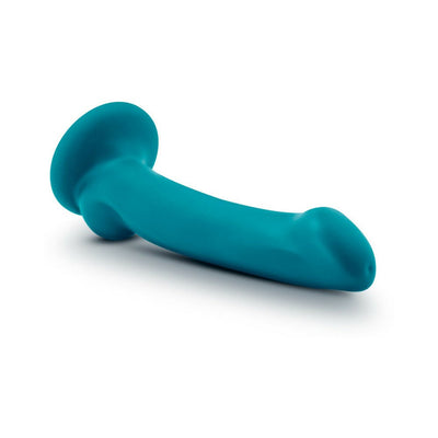 Teal silicone G-spot and prostate stimulator with curved shaft and suction cup base for hands-free use.