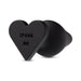 Black silicone butt plug with heart-shaped base engraved with "SPANK ME" text.