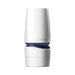 Tenga Aero Suction Stroker in white with cobalt blue ring and sleek ergonomic design on white background.