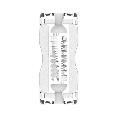 Cross-section view of the Tenga Dual Feel Cup showing dual textured interior chambers for varied sensations.