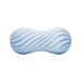 Light blue Tenga Flex Bubbly male stroker with spiral ribbed texture and ergonomic shape on white background.