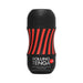 Black and red Tenga Rolling Gyro Roller Cup Hard disposable male pleasure device with bold striped design.