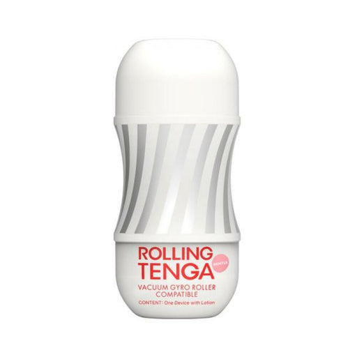 White and gray Tenga Rolling Gyro Roller Cup Soft with red text on the front, designed for single use.