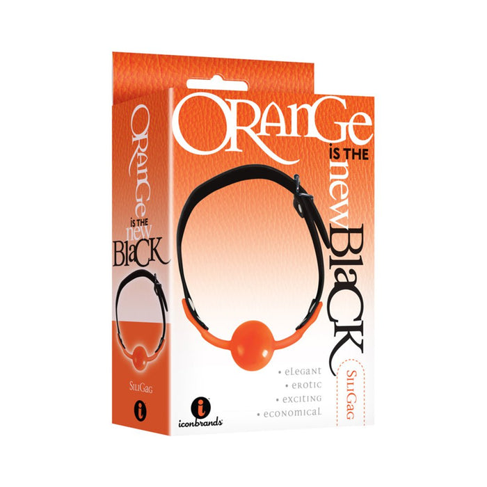 The 9's, Orange Is The New Black, Siligag Silicone Bag Gag, Orange With Black Faux Leather Straps | SexToy.com