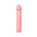 Pink realistic textured extender sleeve for enhancing length and girth during intimacy.