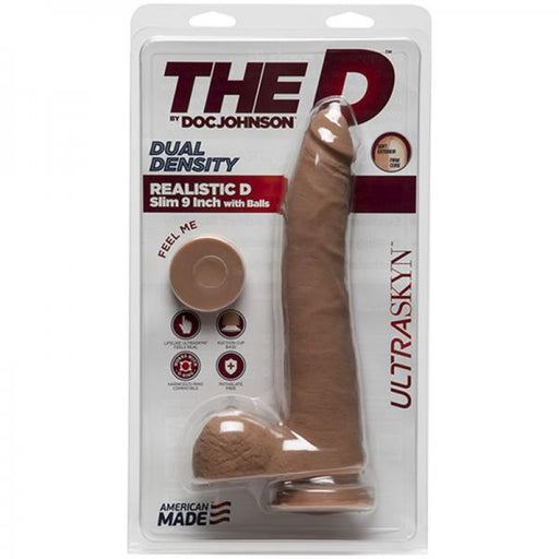 The D Realistic D 9 inches Slim Dildo with Balls Tan | SexToy.com