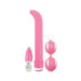 Pink special edition toy kit featuring a mini keychain vibrator, curved G-spot vibrator, and duotone kegel balls.