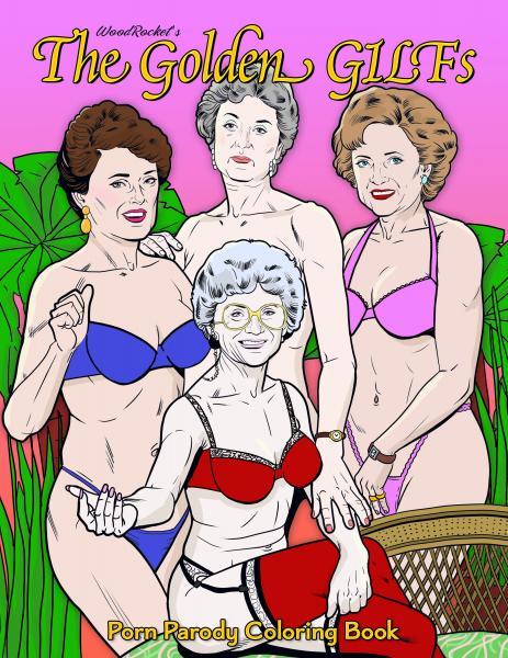 Illustration of four confident older women in colorful lingerie posing together against a tropical pink background.