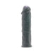 Grey realistic textured 6-inch silicone penis sleeve extender with detailed veining and flexible design.