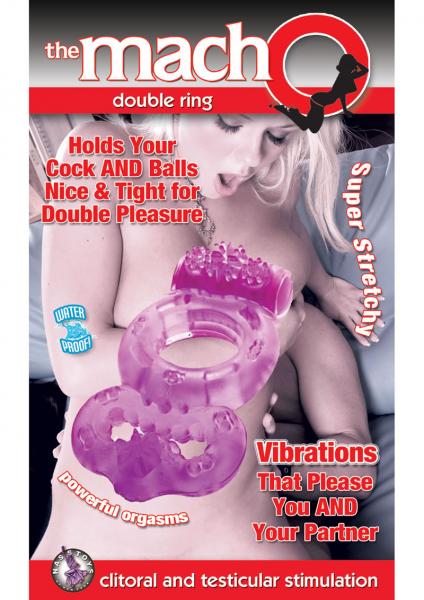The Macho Double Ring Clitoral And Testicular Stimulation Vibrating Cockring Waterproof Purple | SexToy.com