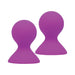 Pair of violet silicone nipple pumps with rounded tops and wide bases for gentle suction stimulation.