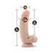 Beige realistic dildo with suction cup, 7 inches long, 5 inches insertable, 1.75 inches wide, and 5.5 inches circumference.